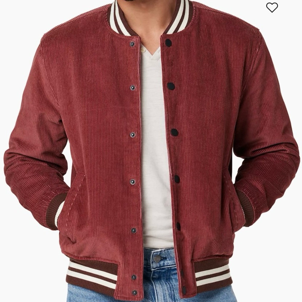 Joe's Jeans Red Corduroy Varsity Bomber Jacket
